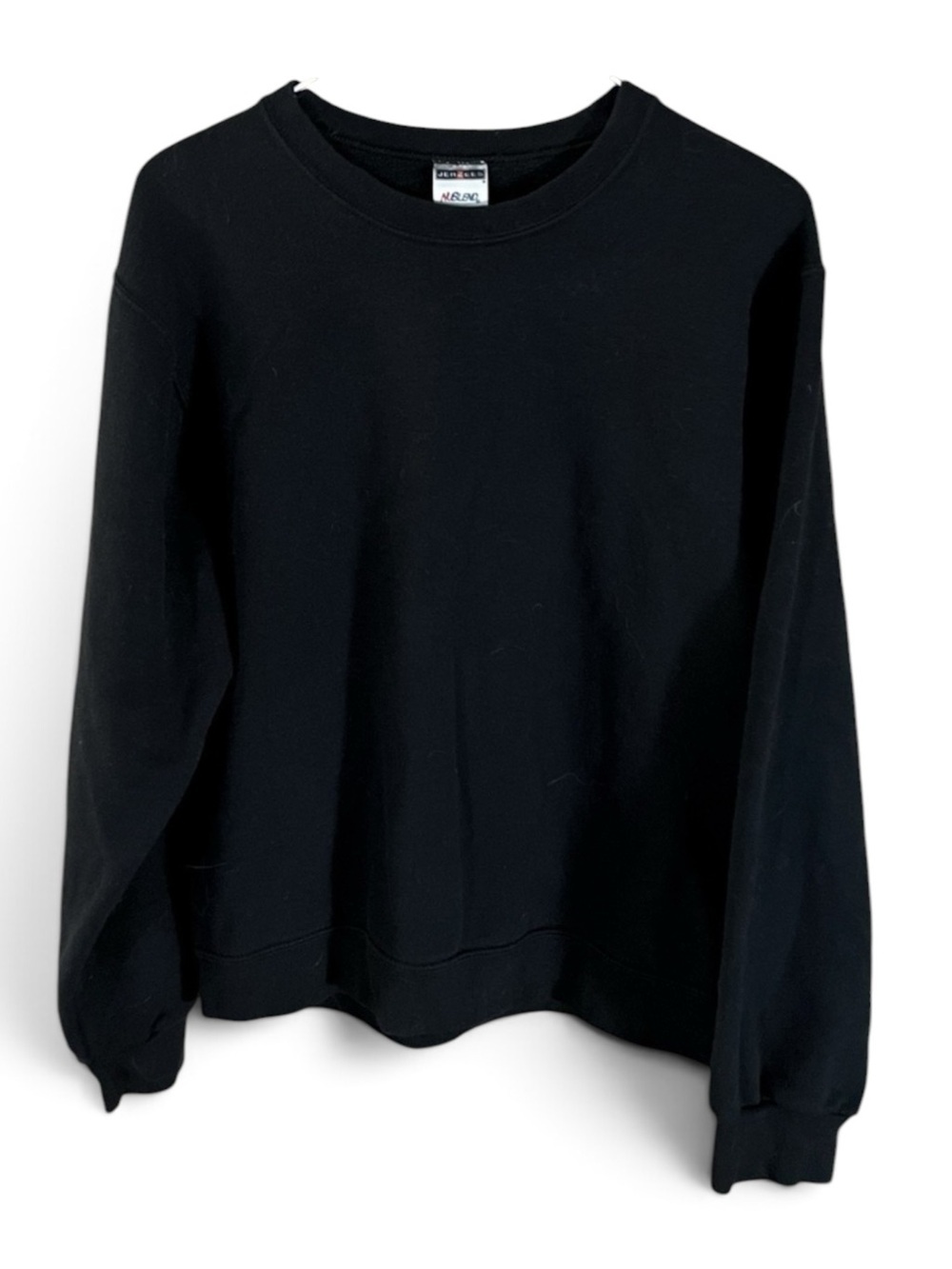 Jerzees Dark Black Crewneck Pullover Sweatshirt Basics